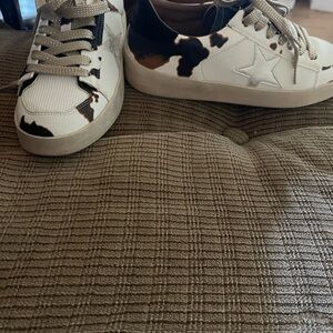 Cow Print Sneakers with Star Detail